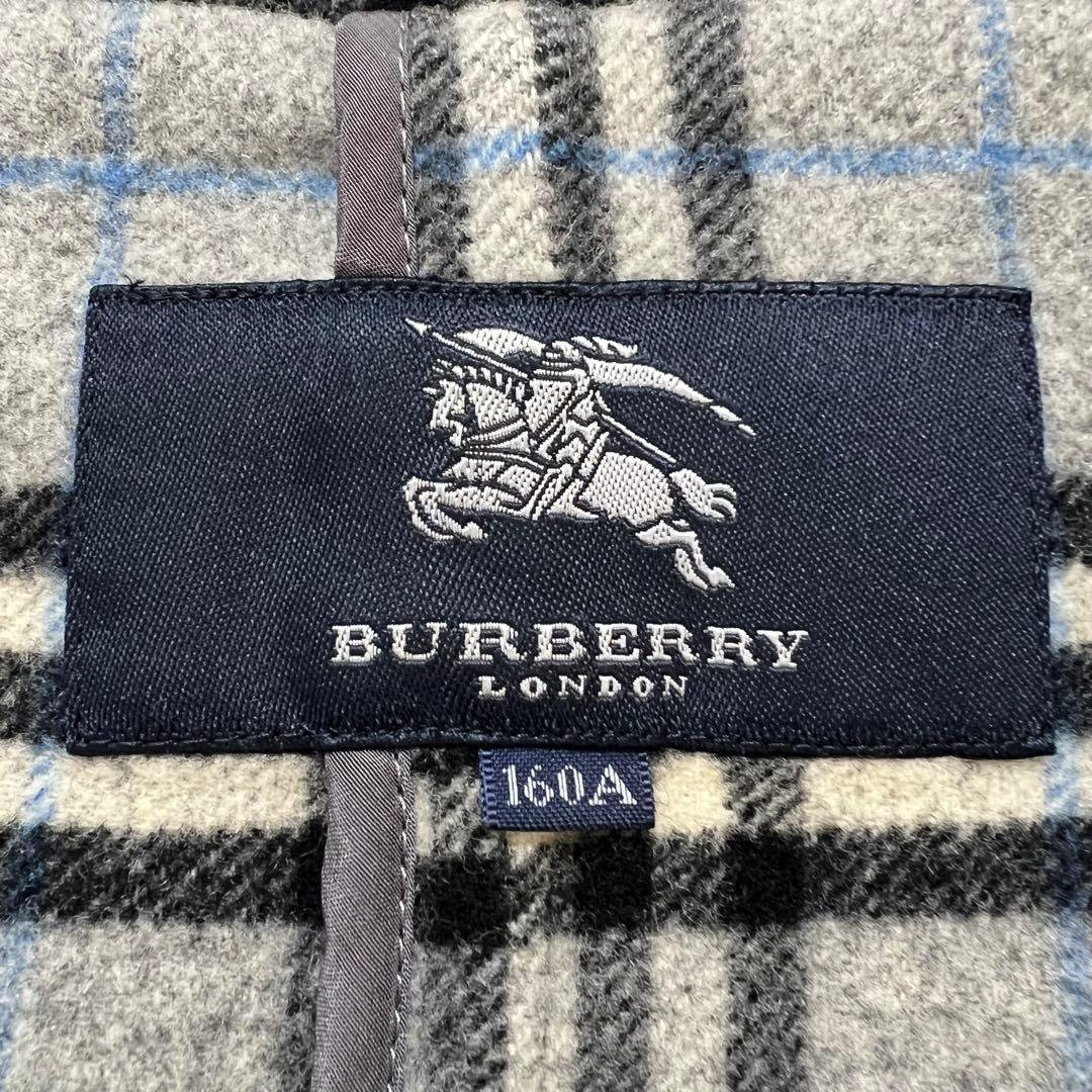 バーバリーロンドン ダッフルコート M相当160A チャコールグレー チェック