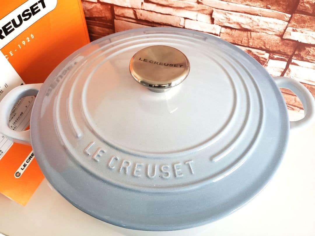 【極美品/週末価格】ル・クルーゼ　ココットロンド　22㎝　コースタルブルー