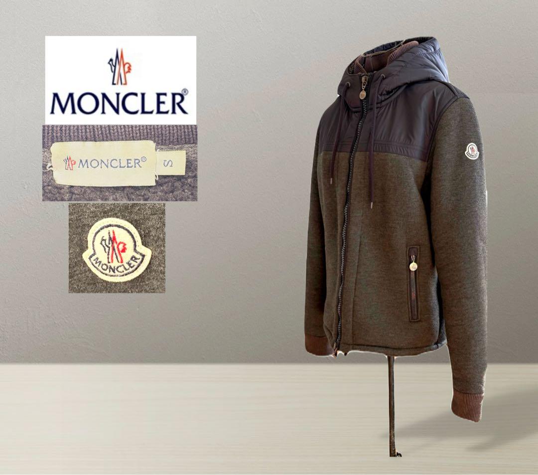 【MONCLER】MAGLIA CARDIGAN　切替　ボアパーカー　グレー系S