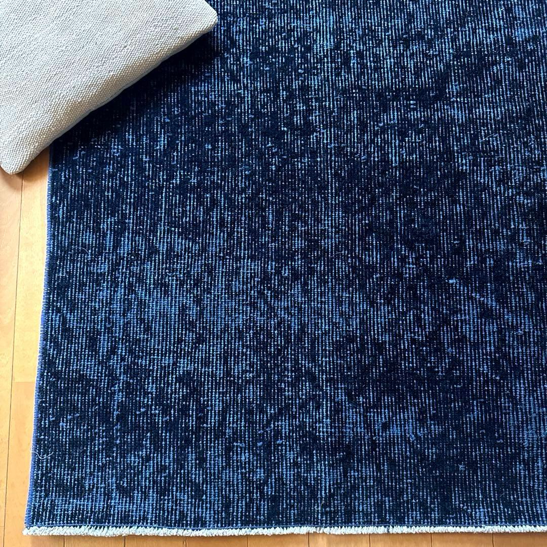 84×171 貴重藍色オーバーダイ　人気ワンカラー　トルコヴィンテージラグ