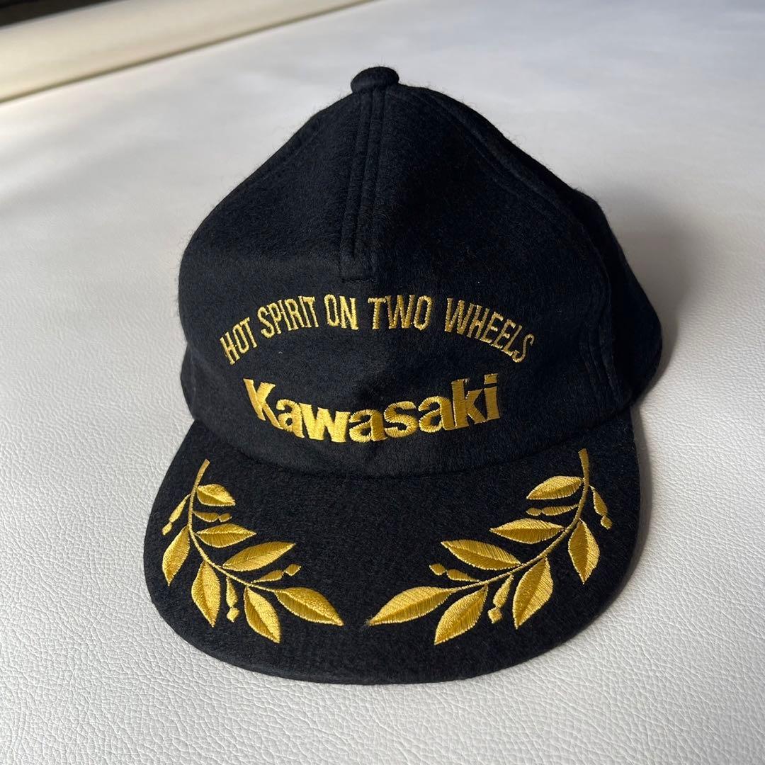 当時物 バイク カワサキ kawasaki ヴィンテージ 刺繍 ウールキャップ