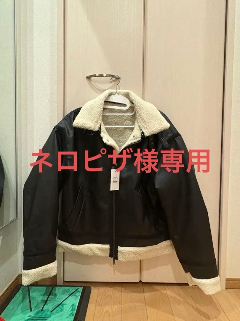 【CLEL】 4way リバーシブルフェイクムートンジャケット ネロピザ