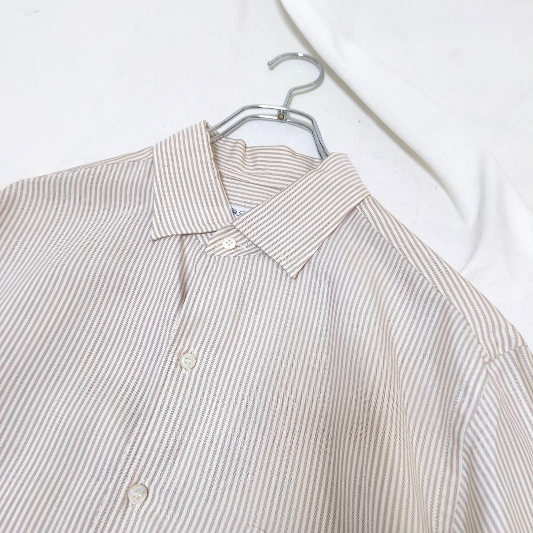 美品✨ロロピアーナ シルク100% ストライプシャツ ベージュ M
