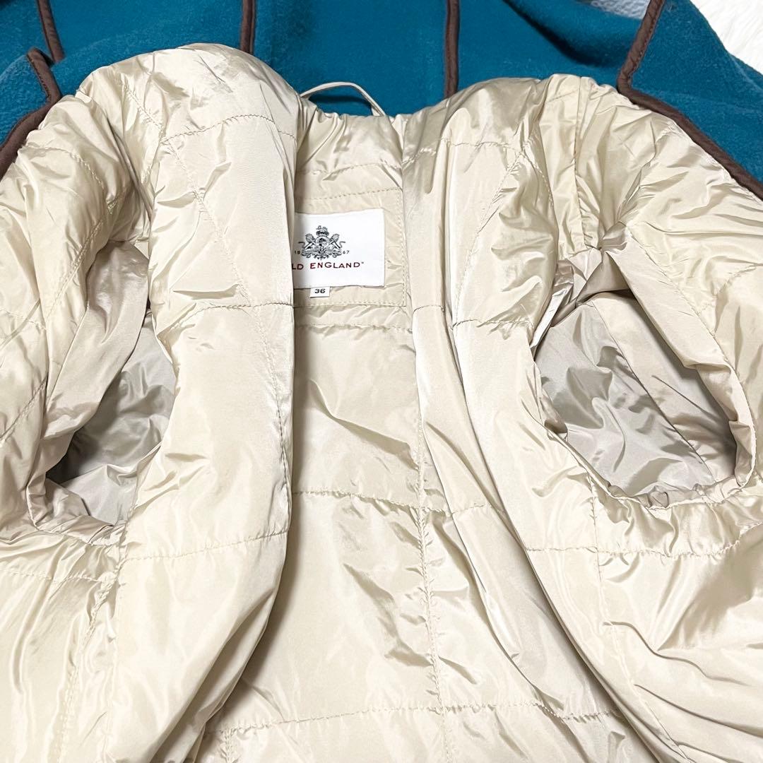 OLD ENGLAND ダッフルコート　ヘリンボーン ライナー付 牛革 ブルー