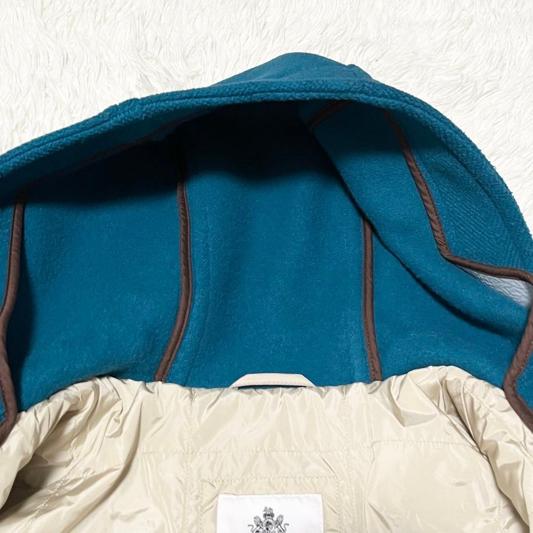 OLD ENGLAND ダッフルコート　ヘリンボーン ライナー付 牛革 ブルー