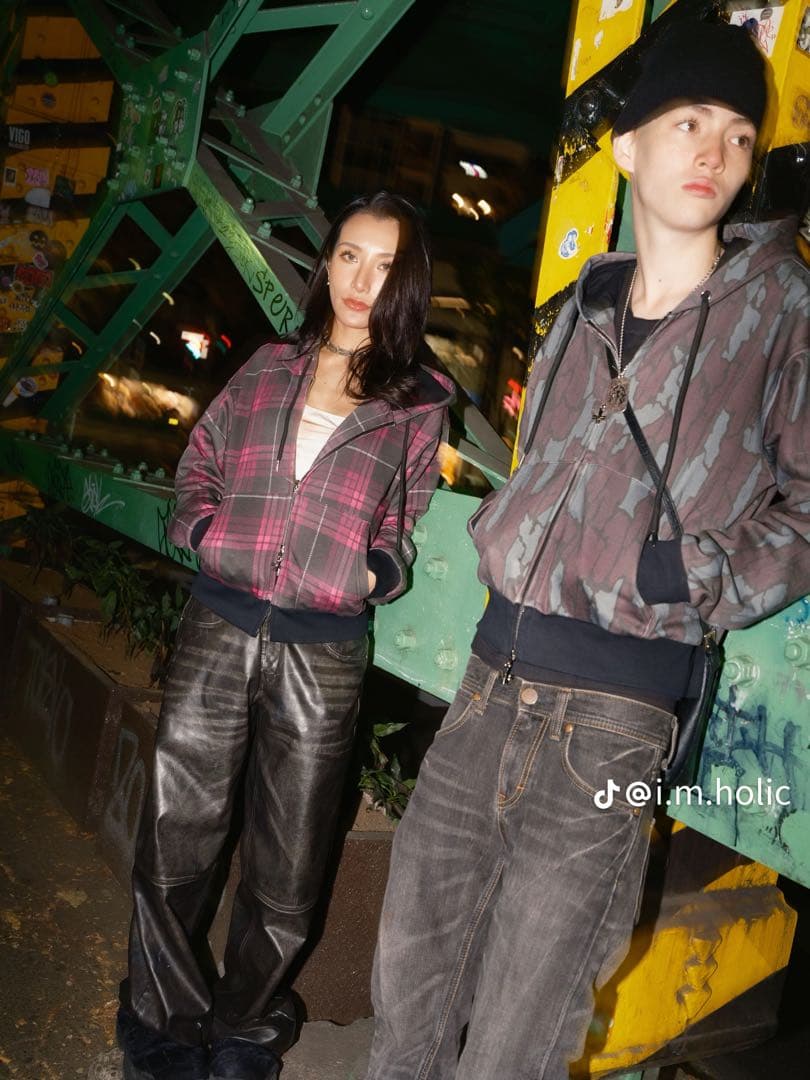 i.m.holic 迷彩ジップパーカー 短丈　y2k starteam fti