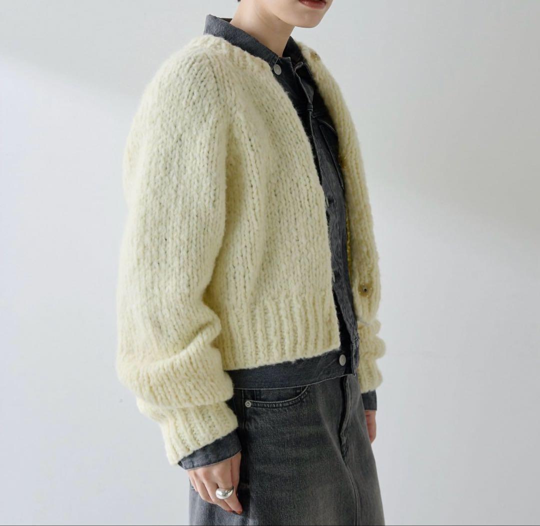 【現行商品】ウィムガゼット　ハンドニットカーディガン　レモンイエロー