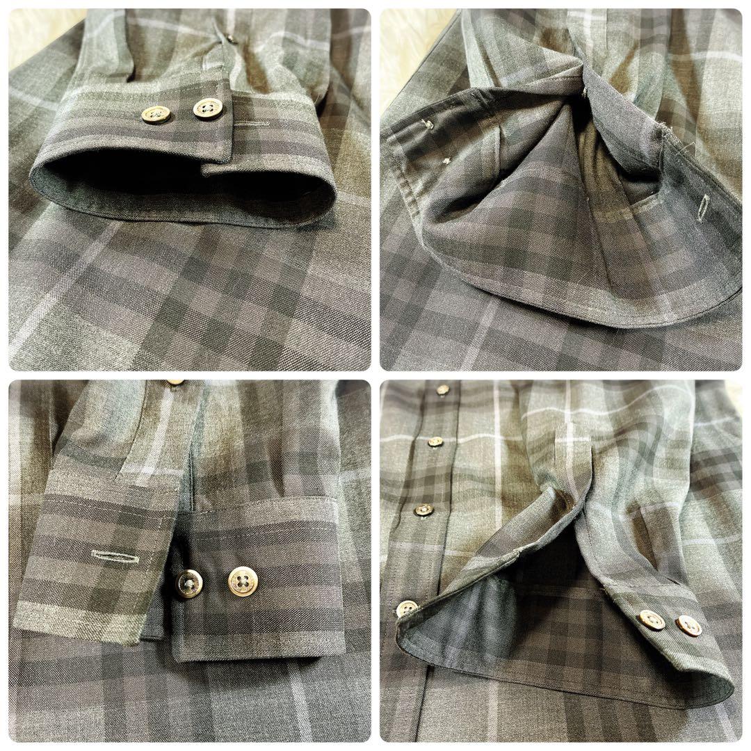 専売品 高品質 日本製 バーバリーロンドン ウール シャツ L ノバチェック