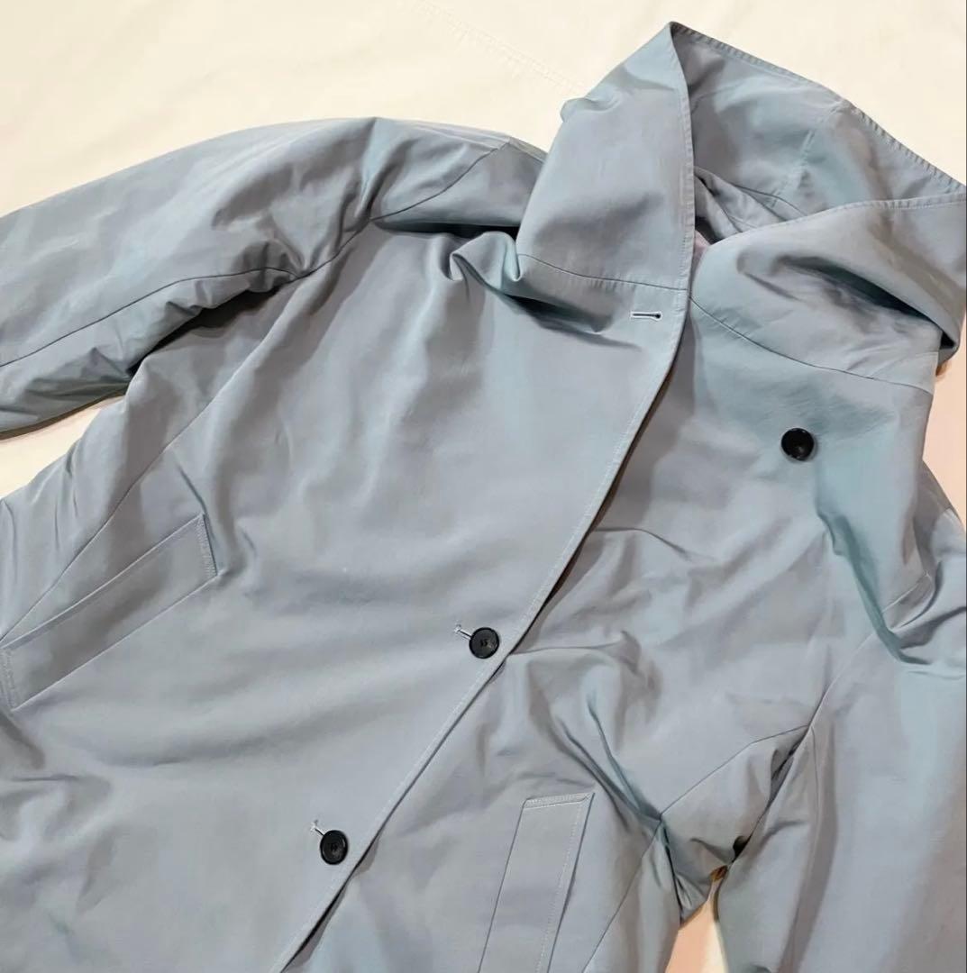 極美品UNTITLED水色フード付きホワイトダックダウンロングコートXL ~3L