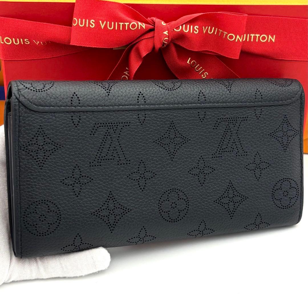 ☆美品☆箱付☆ルイヴィトン 長財布 モノグラムマヒナ ポルトフォイユイリス 黒