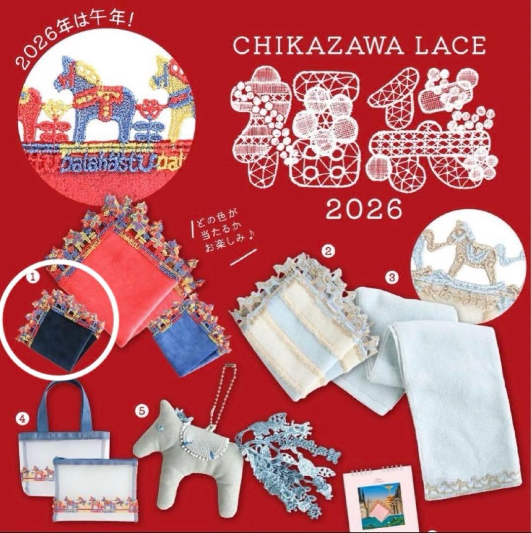 【大幅値下げ！】近沢レース2026年福袋7点セット　ランダムハンカチ：ネイビー