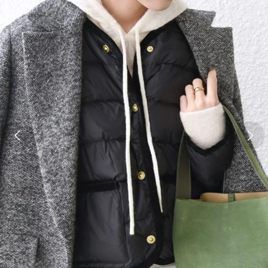 SHIPS別注TAION パイピング ノーカラー ダウン ジャケット タイオン