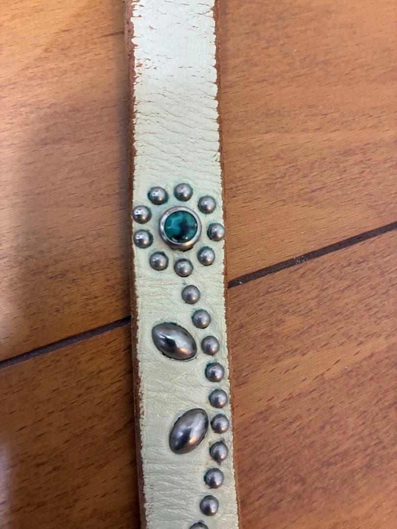34 ＨＴＣ スタッズ　ベルト　ナロー　narrow belt ターコイズ