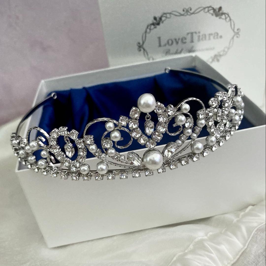 【美品】Love Tiaraロマンスハートラブティア パール ティアラ 結婚式