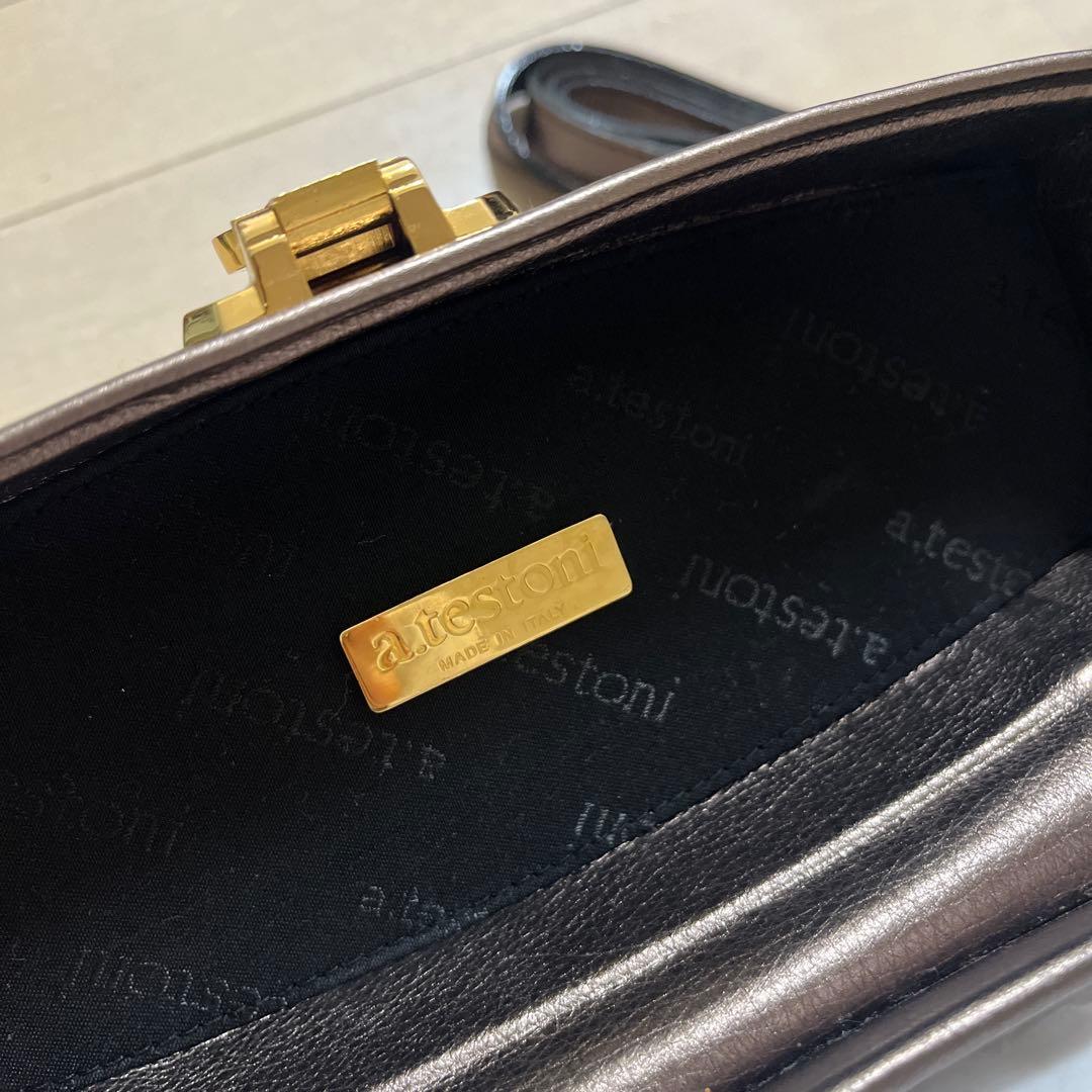 a.testoni テストーニレザー バニティバッグ
