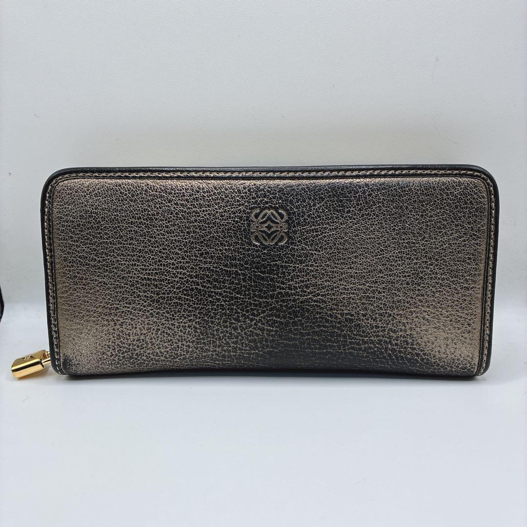 marché ⭐️ロエベ　長財布　ジップウォレット　メタリックレザー