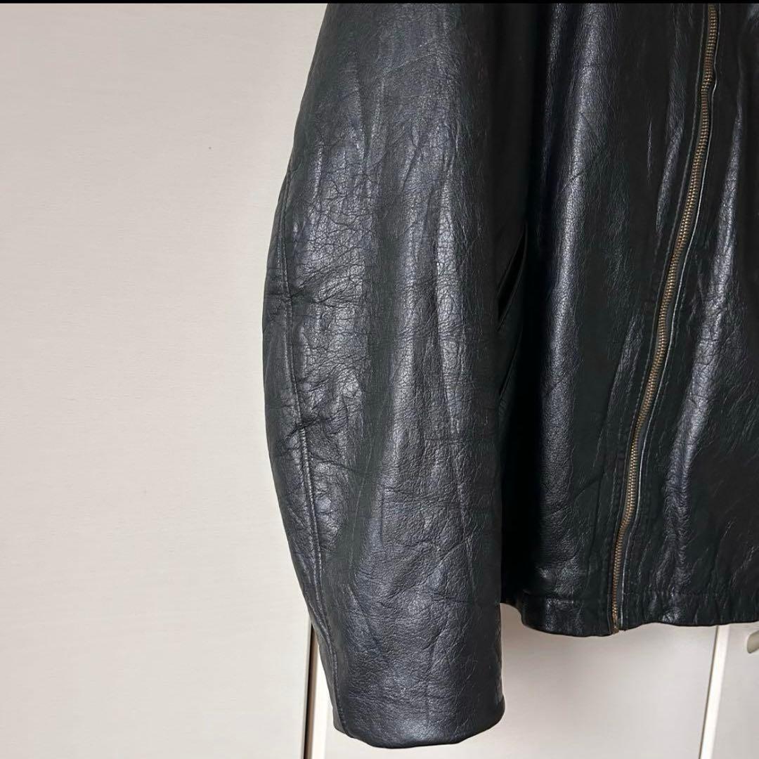 フランス軍 民間 パイロットジャケット レザー 黒 美品