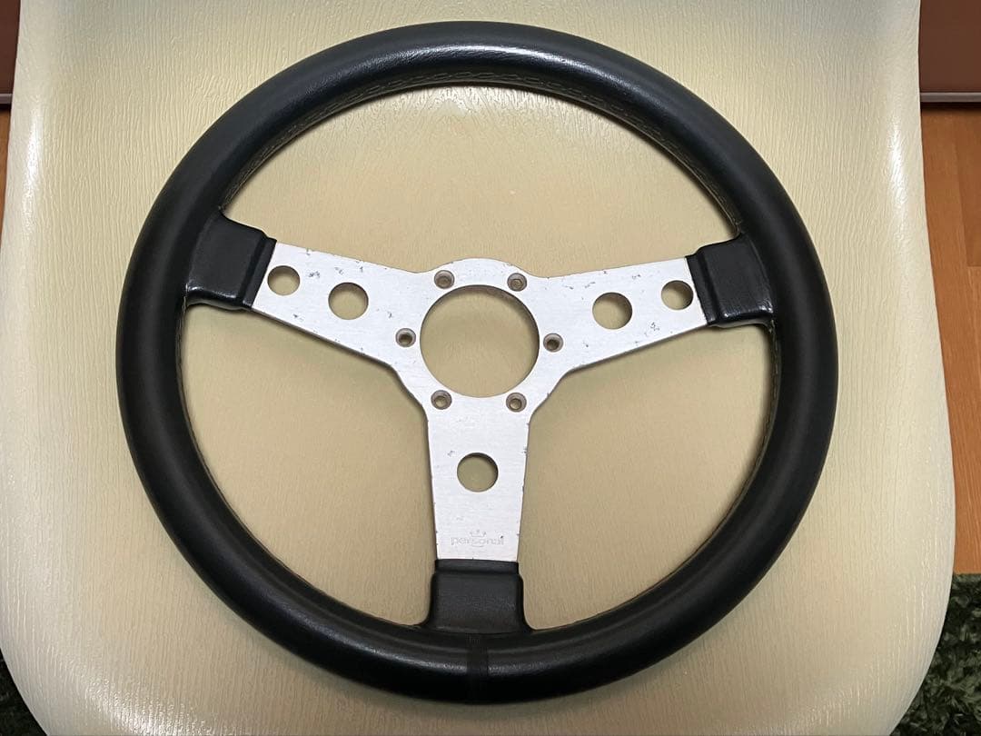 【当時物・美品】PERSONAL ステアリング フラットタイプ シルバー 35φ