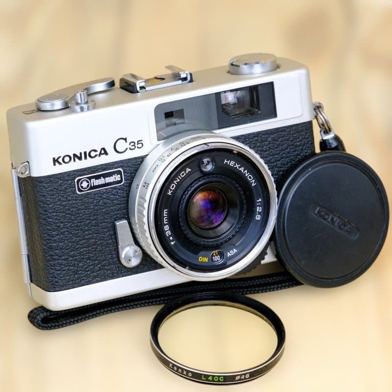 【整備品】KONICA C35 Flash matic コニカ　ケース付