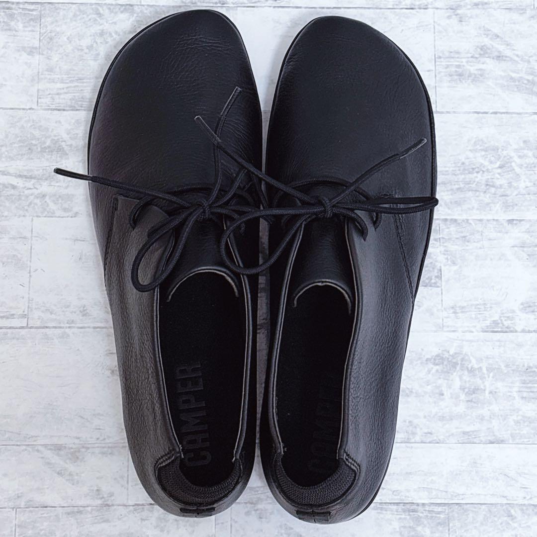 極美品✨カンペール ライトニナ 40 25cm 黒 シボ革 レースアップ ブーツ