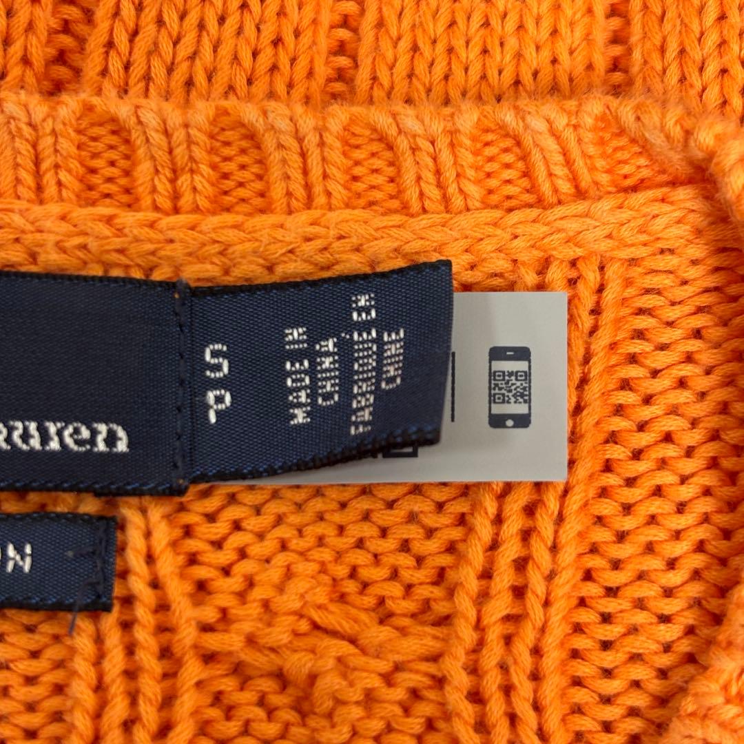 ★美品★POLO RALPH LAUREN 現行 QR オレンジ ケーブルニット
