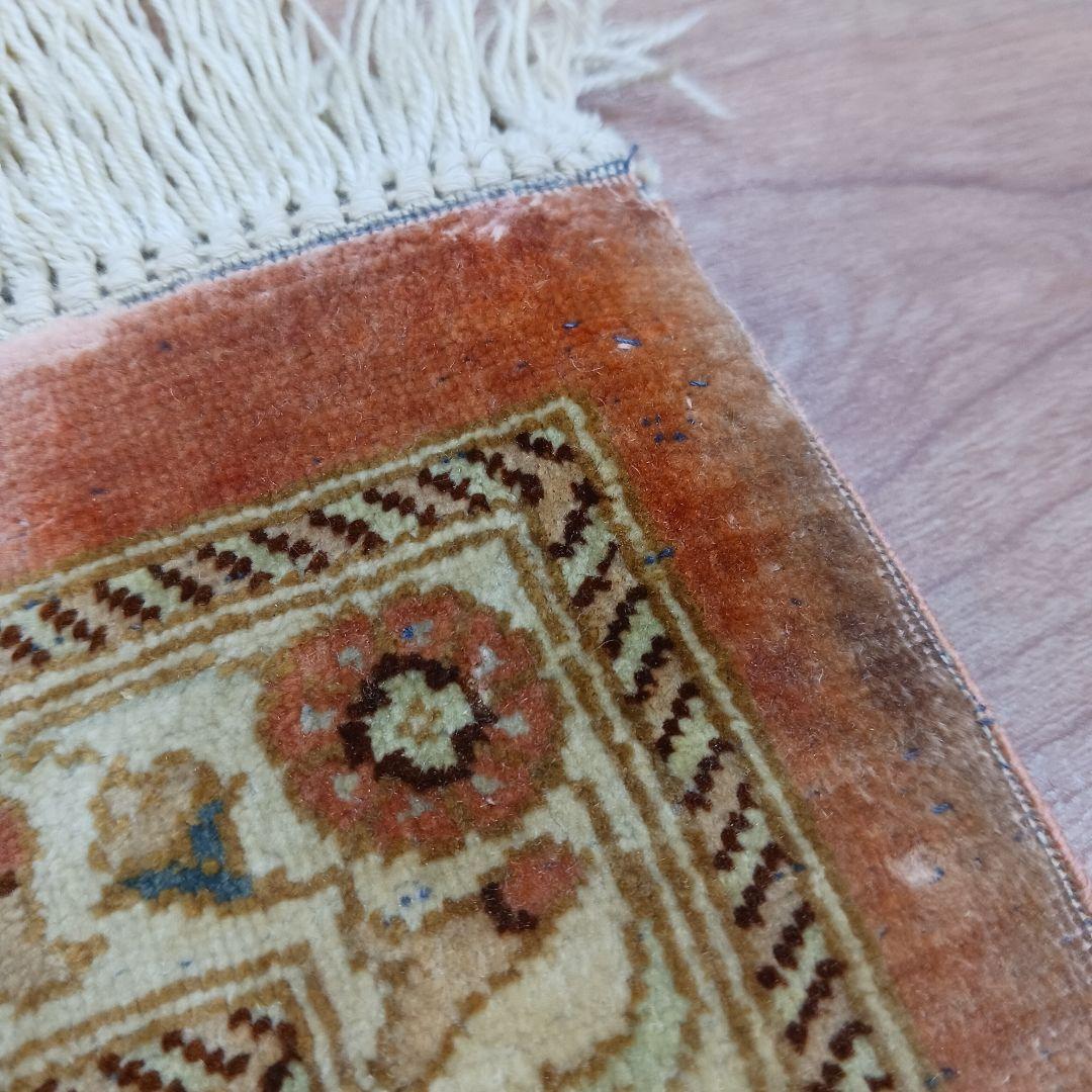 Y3196 高級ペルシャ クム産 工房サイン シルク100% 手織100万ノット