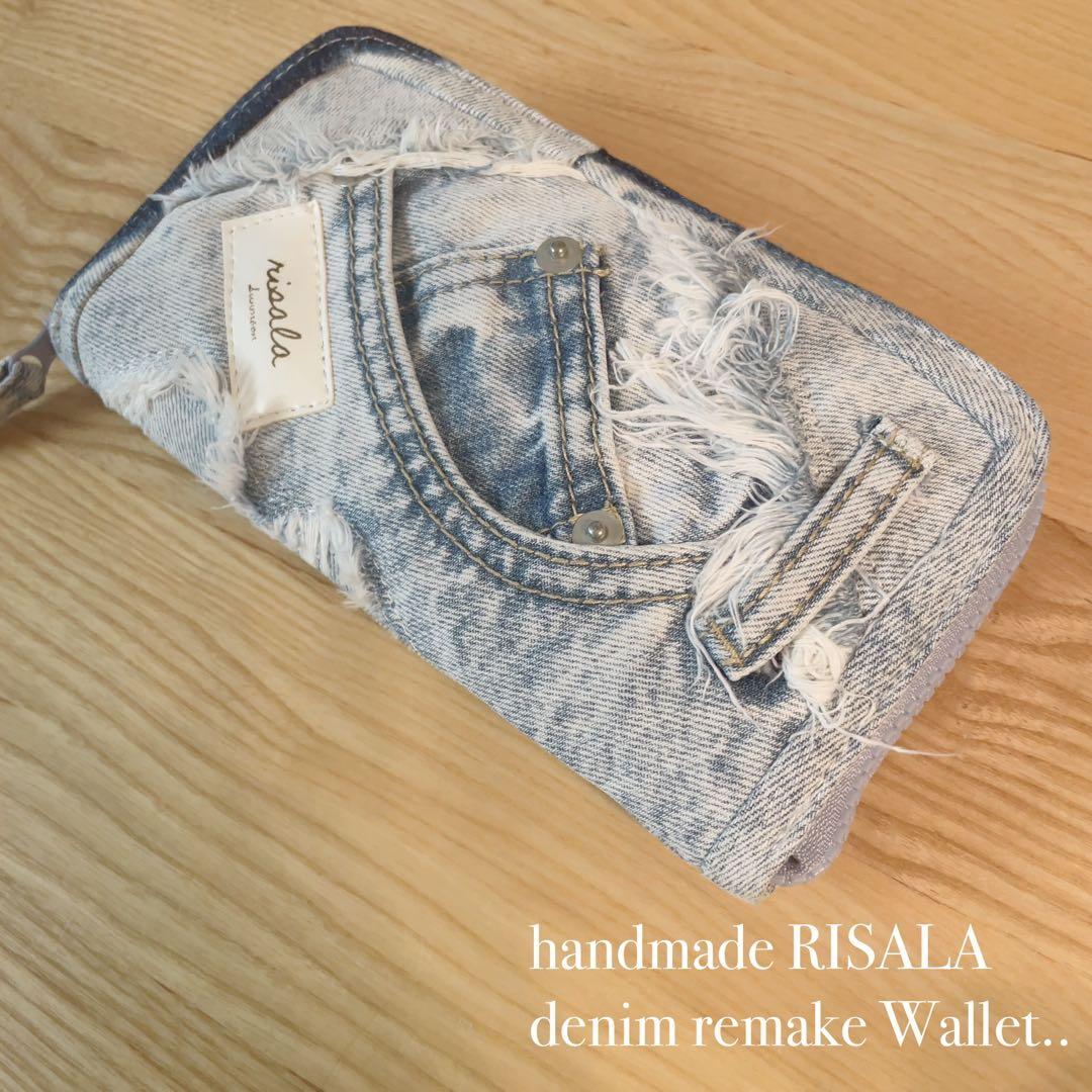デニム リメイク ラウンドファスナー 長財布