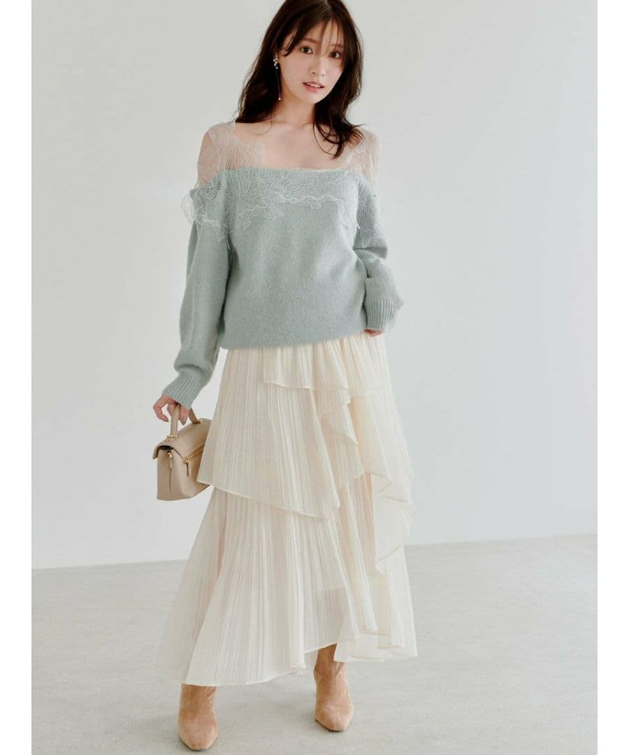 【2025AW今季新作】レーストリミングニットプルオーバー SNIDEL