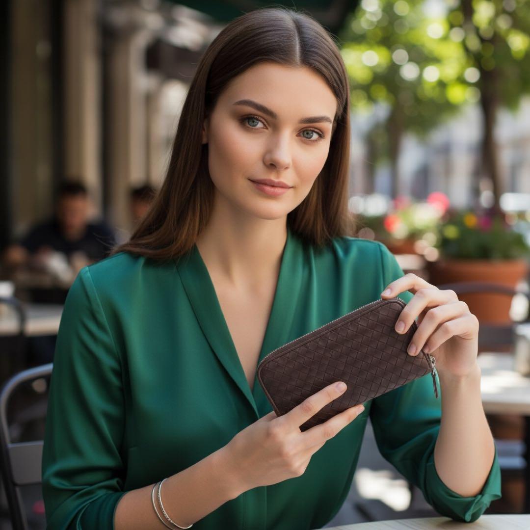 BOTTEGAVENETTA ボッテガヴェネタイントレチャート 長財布 ブラウン