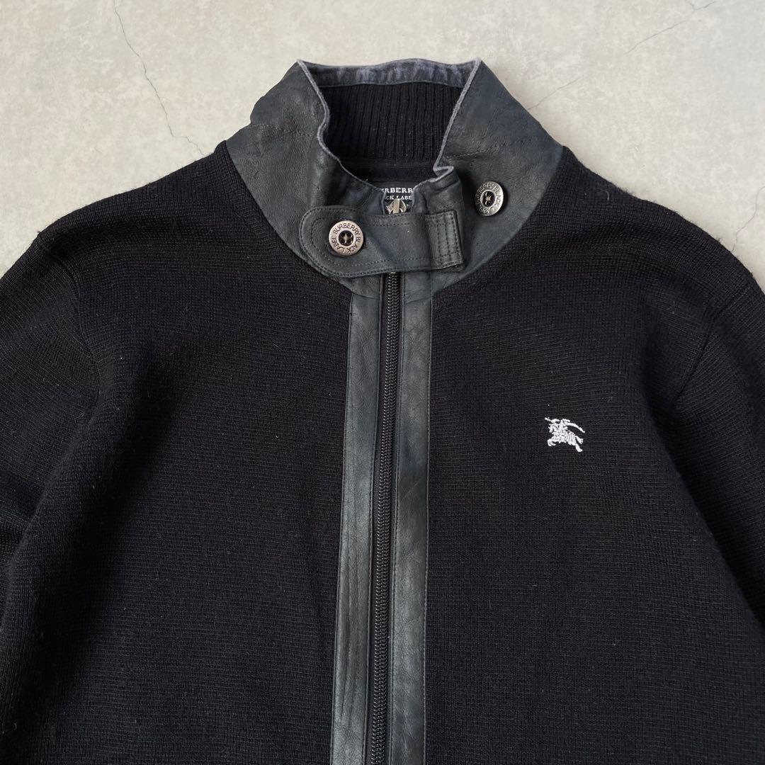 BURBERRY BLACK LABEL フルジップニット ロゴ