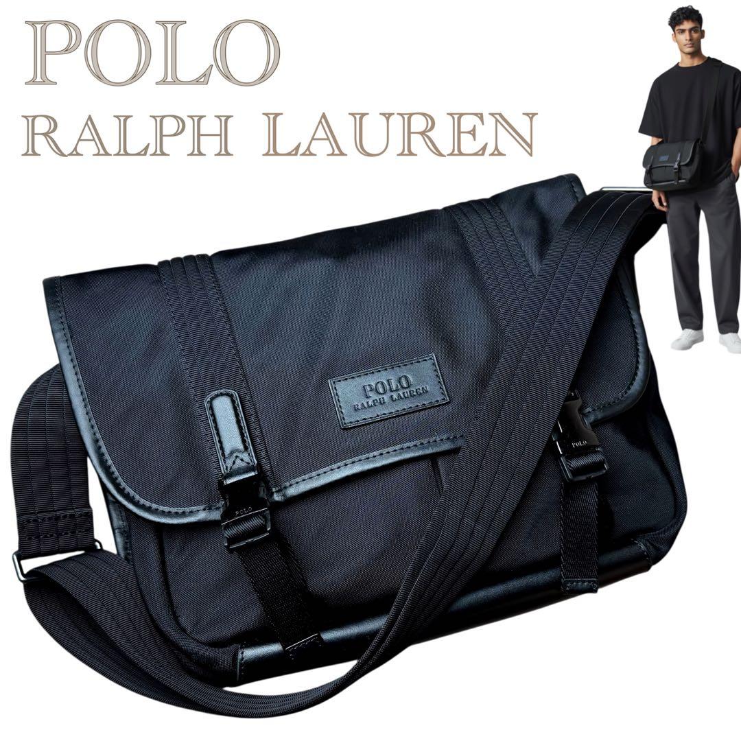 美品✨ポロ ラルフローレン メッセンジャーバッグ ショルダーバッグ　レザー　黒