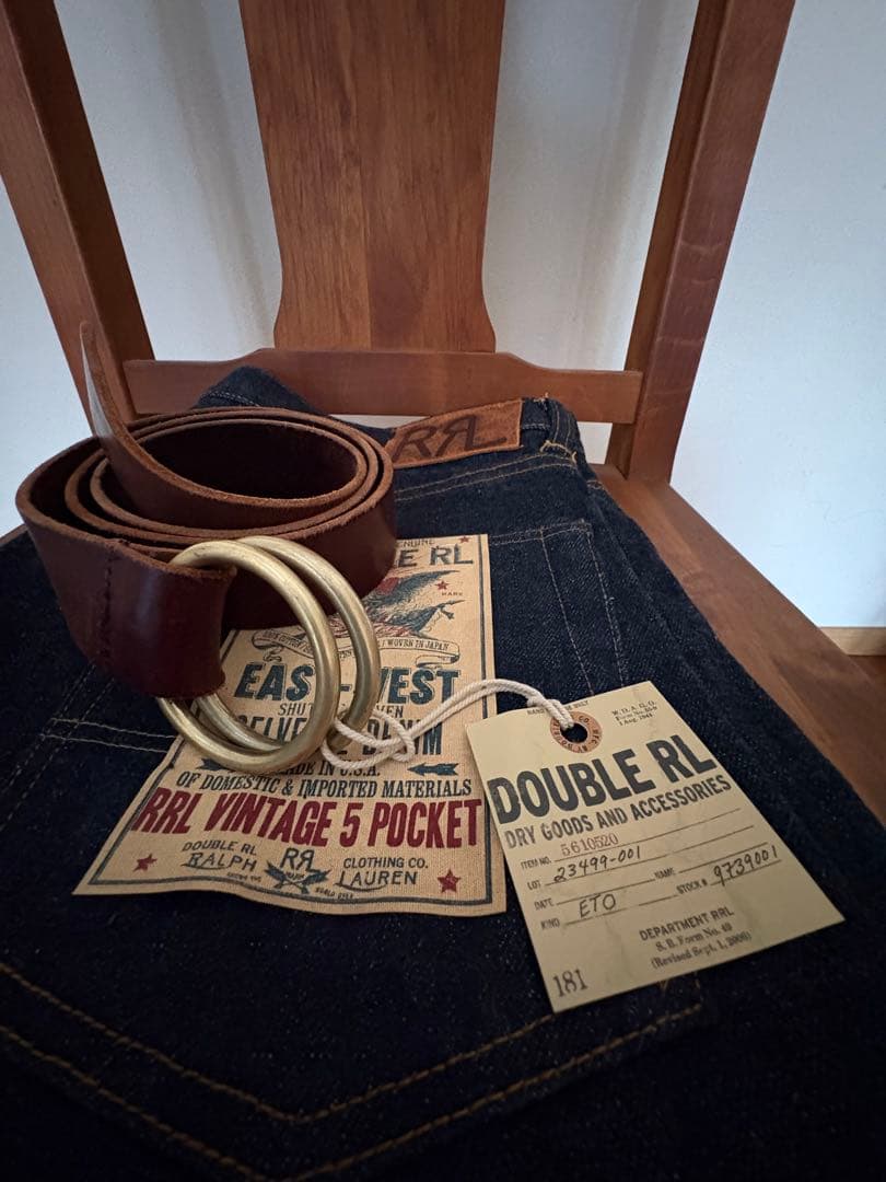 DOUBLE RLダブルアールエル ダブルリング レザーベルト 36 RRL