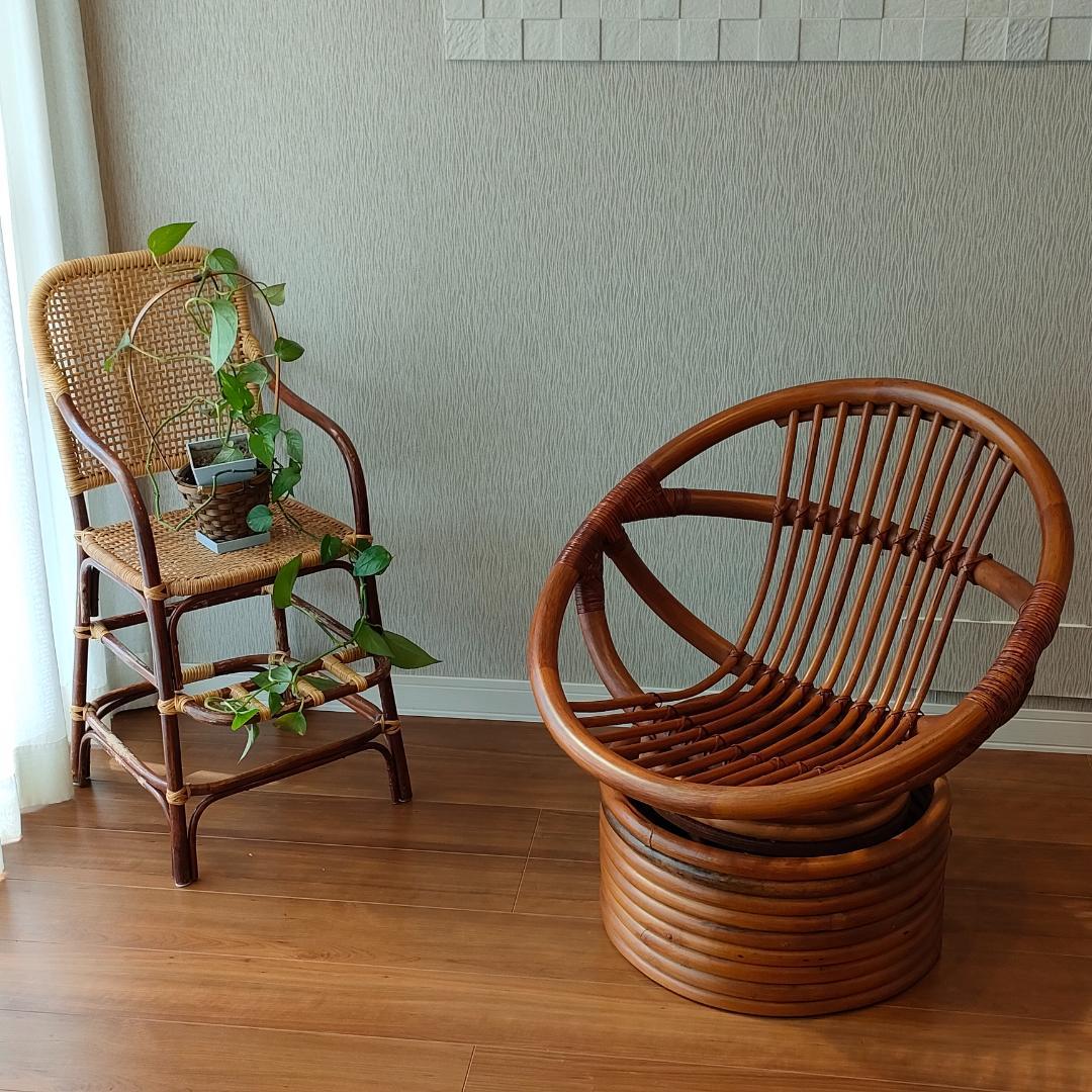 ラタン　ロッキングチェア　回転椅子　曲木椅子　パーソナルチェア