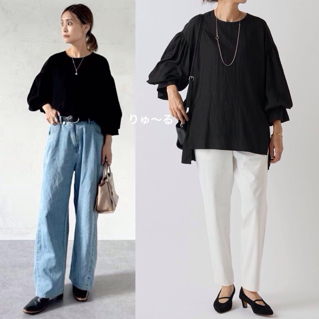 1回美品⭐️23100円⭐️BEARDSLEY ビアズリー ギャザーカフスシャツ／黒