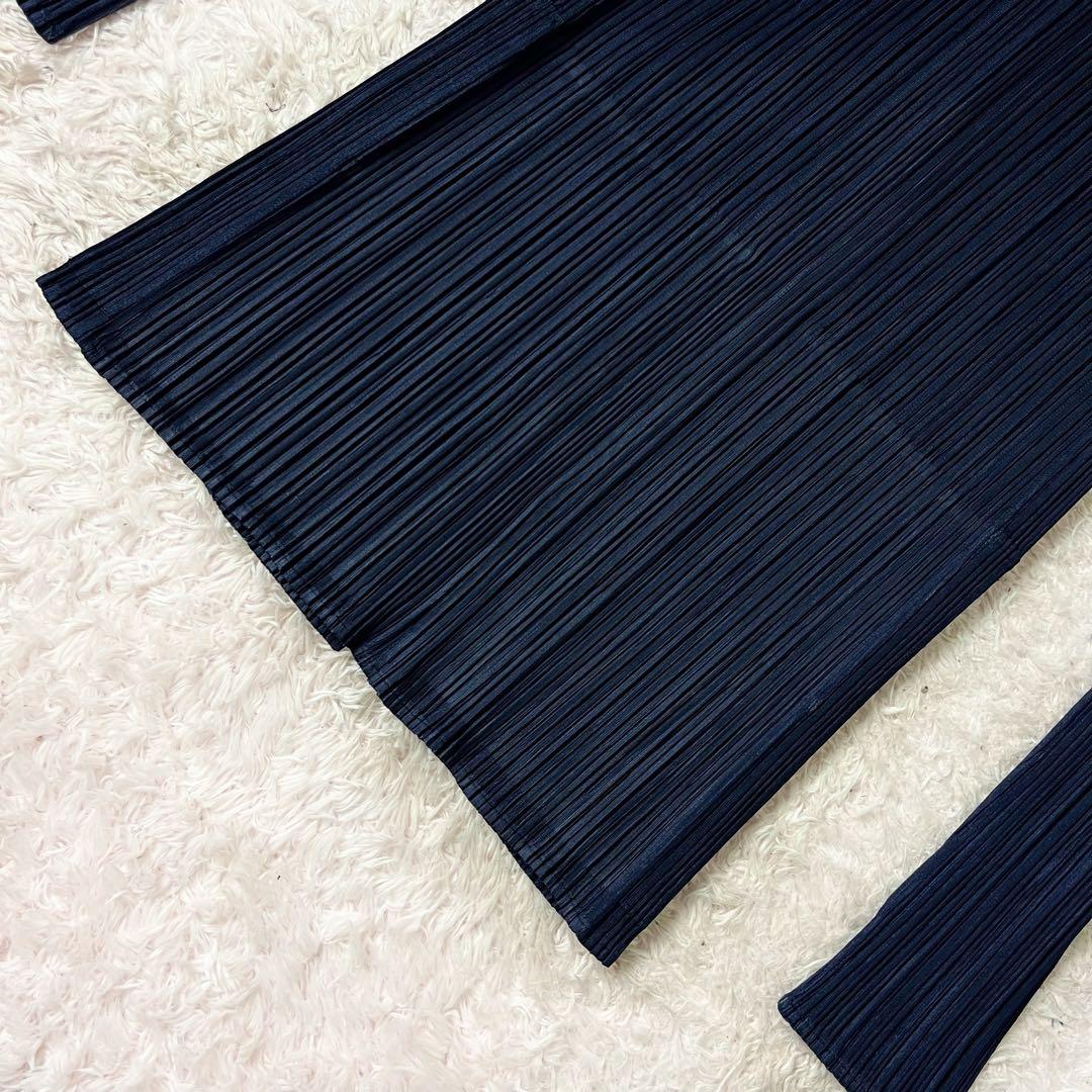 30 プリーツプリーズ カーディガン 襟 大きいサイズ ネイビー 紺 XL 4