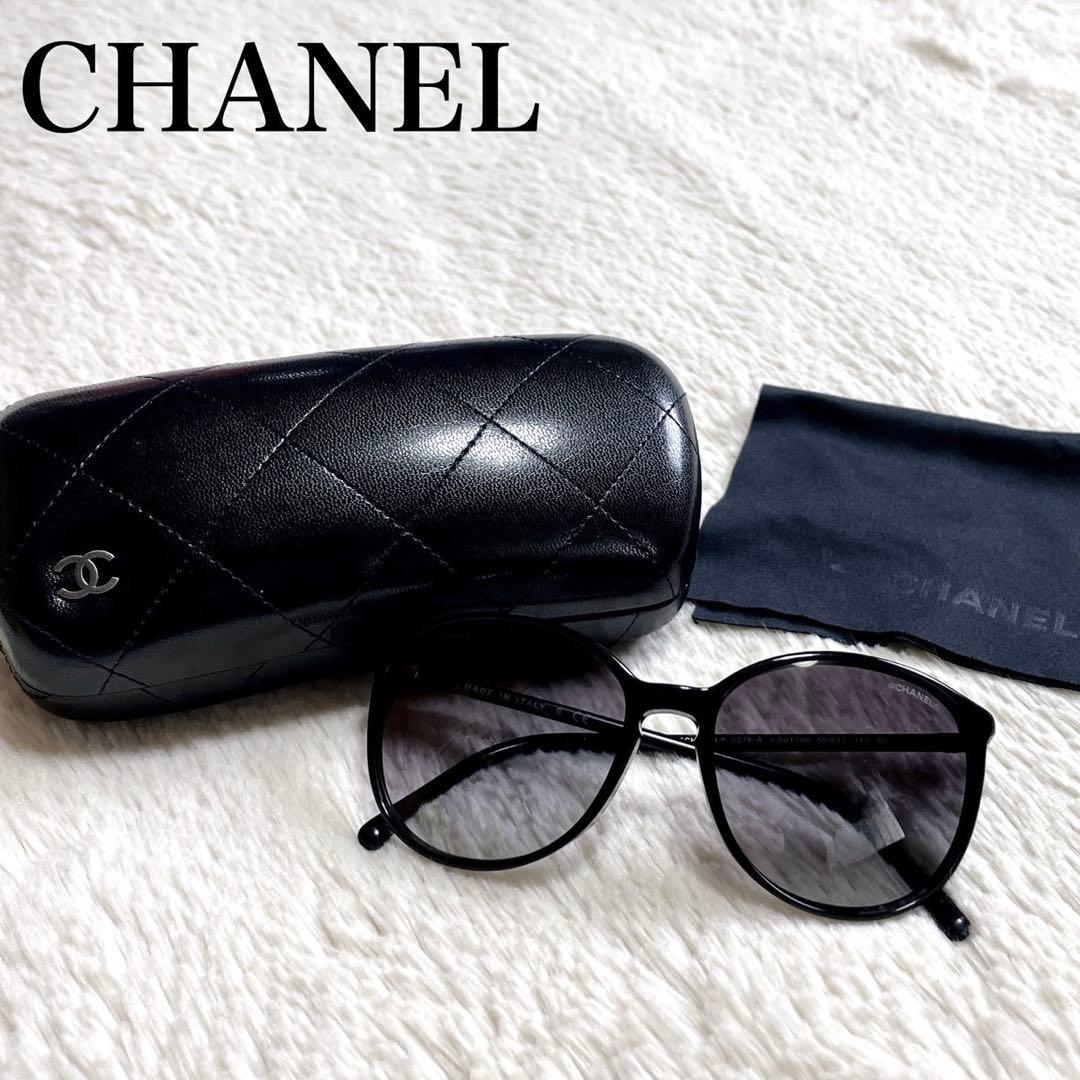 極美品 CHANEL シャネル ブラックフレーム 黒 サングラス ココマーク