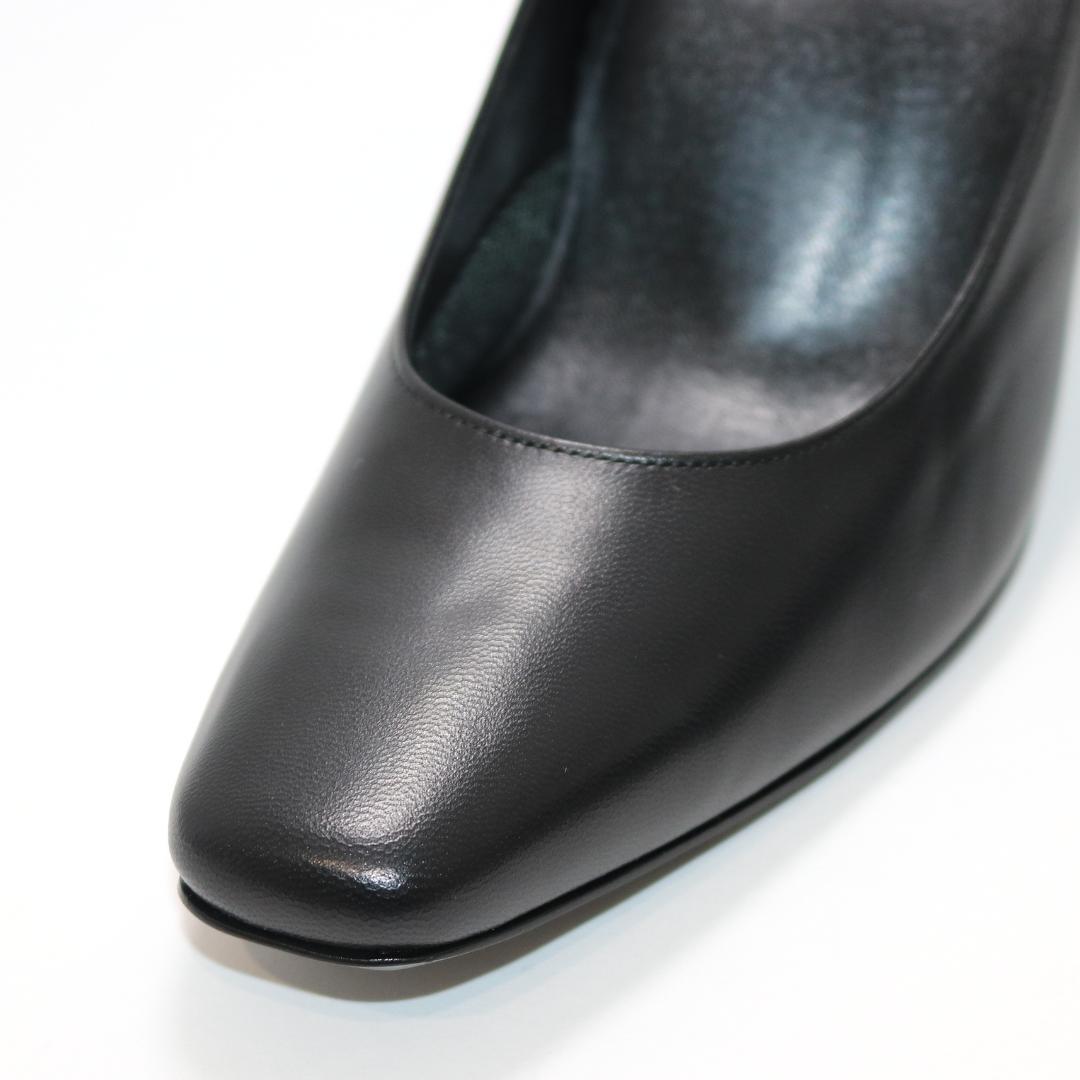 【未使用級】ワコール サクセスウォーク 黒 3E スクエアトゥ レザー パンプス