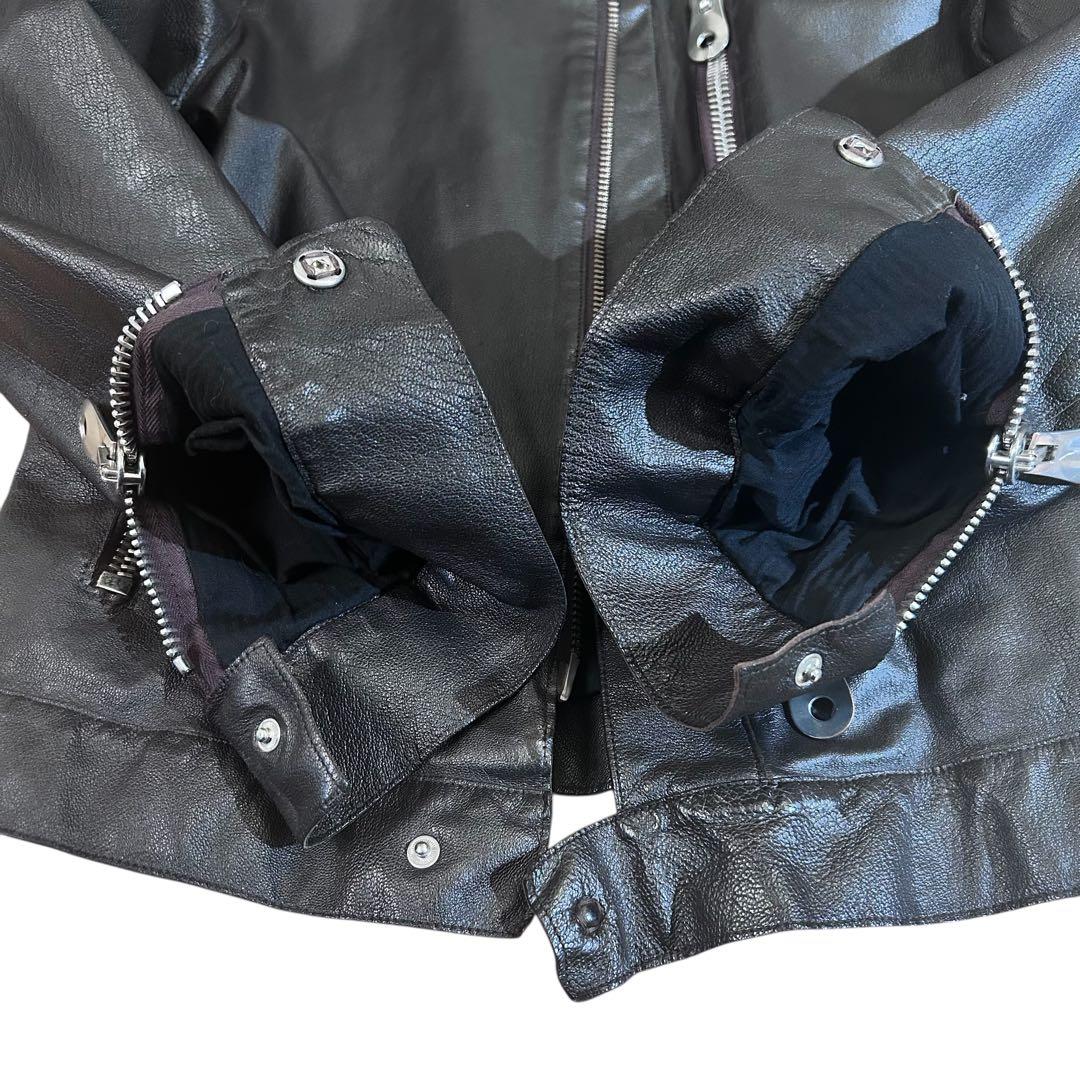美品 マルコタリアフェリ 伊製 44 変形多連ジップ レザージャケット 焦茶 a