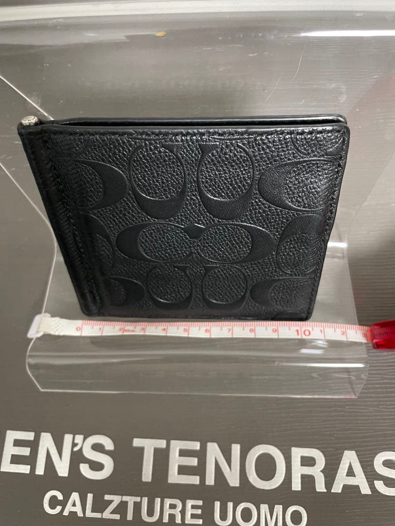 #コーチ COACH 本革 マネークリップ 型押し シグネチャー ブラック