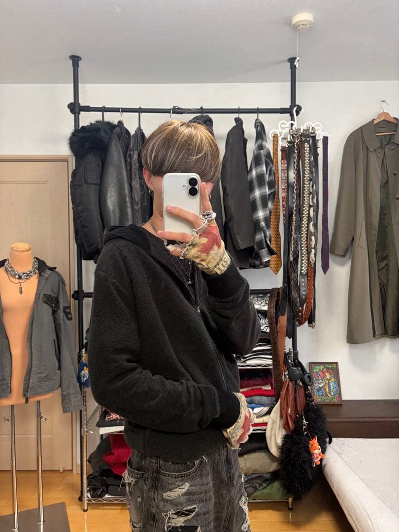 alexanderwang フルジップパーカー　パイル　タオル　y2k グランジ