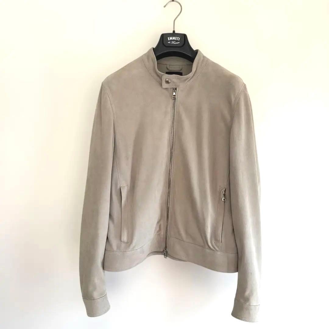 新品✨エンメティ　48 グレー　スエード　ライダースジャケット