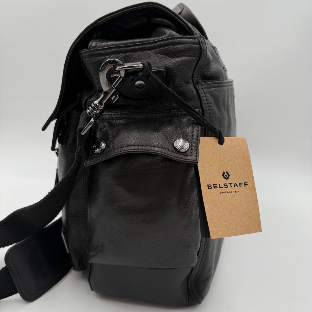 美品　タグ付き ベルスタッフ　オールレザー　メッセンジャー　ショルダーバッグ　黒