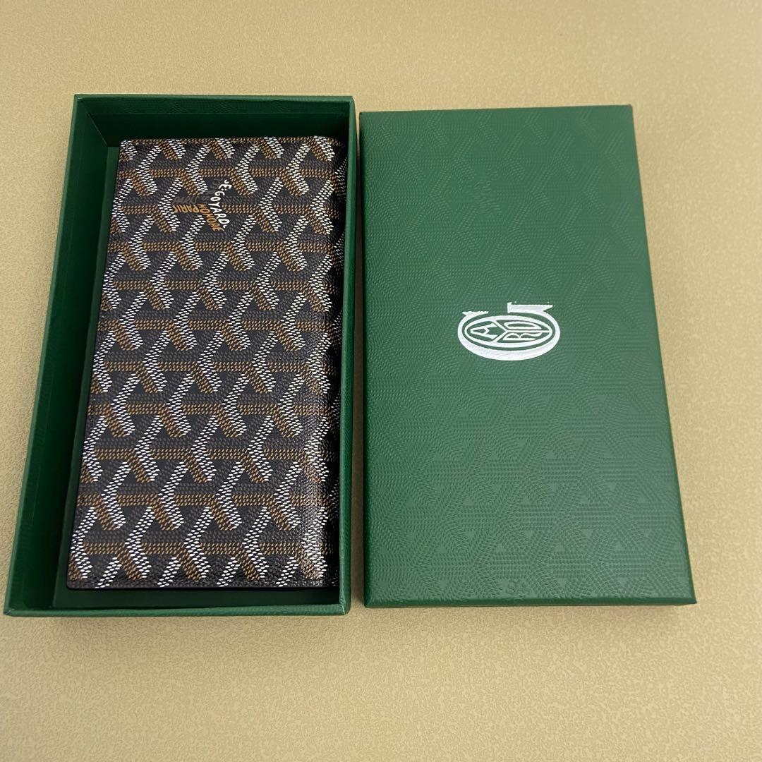 美品✨送料込み Goyard 長財布　ブラウンレザーカードポケット付きウォレット
