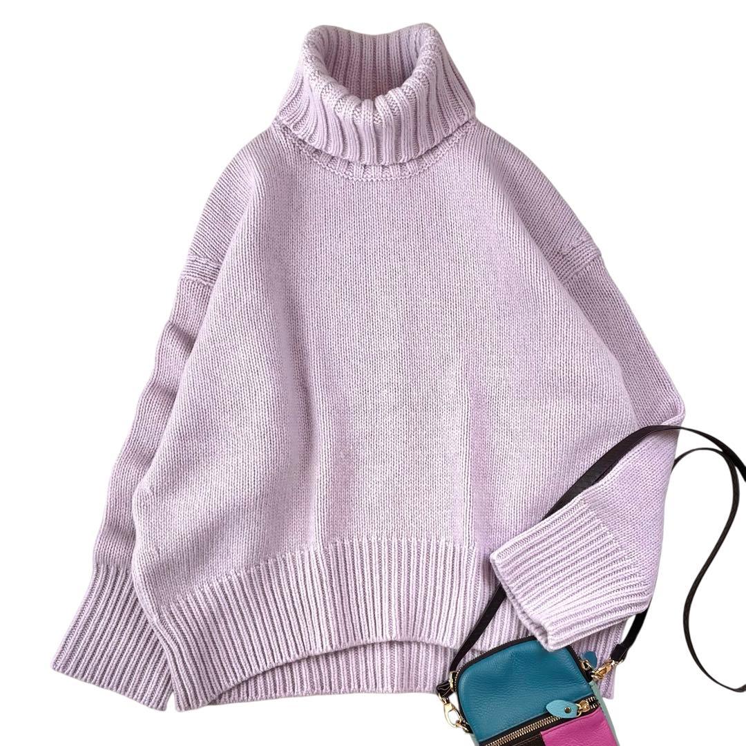 t*n様 美品 ギャルリーヴィー ファインウール タートルネック ライトパープル