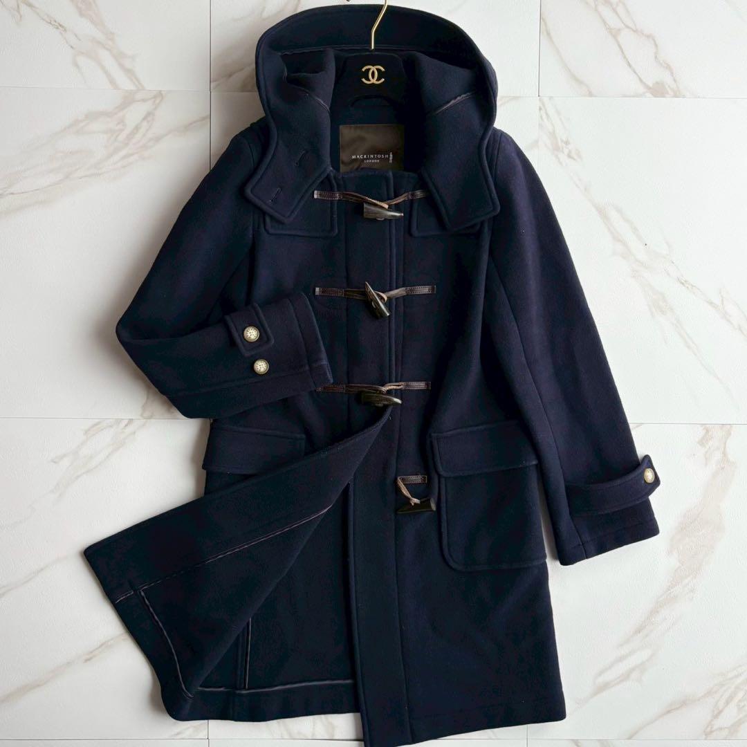 美品◆マッキントッシュロンドン ダッフルコート ロング 紺 トグル 36