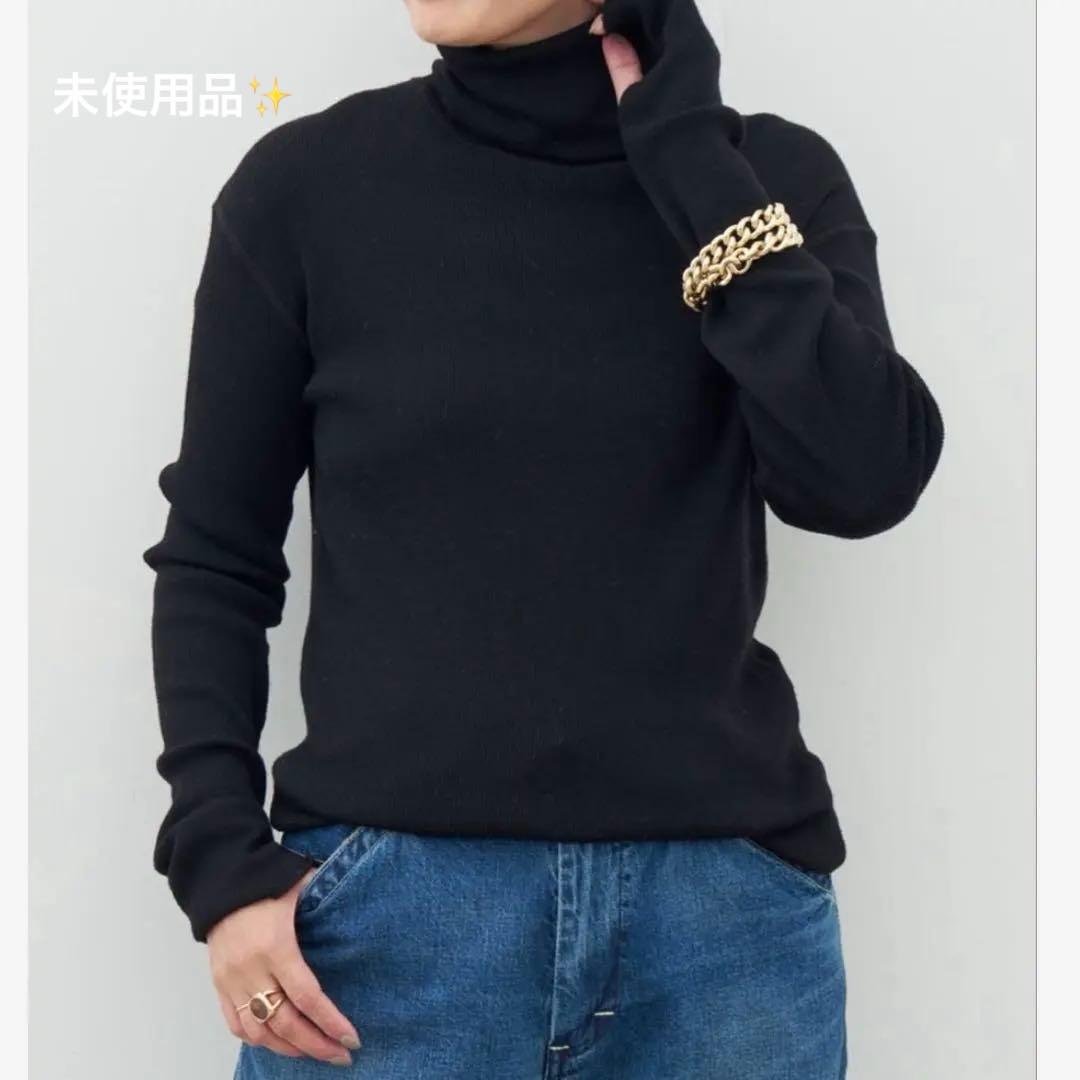タグ付き未使用 Deuxieme Classe ribタートル 黒 23AW