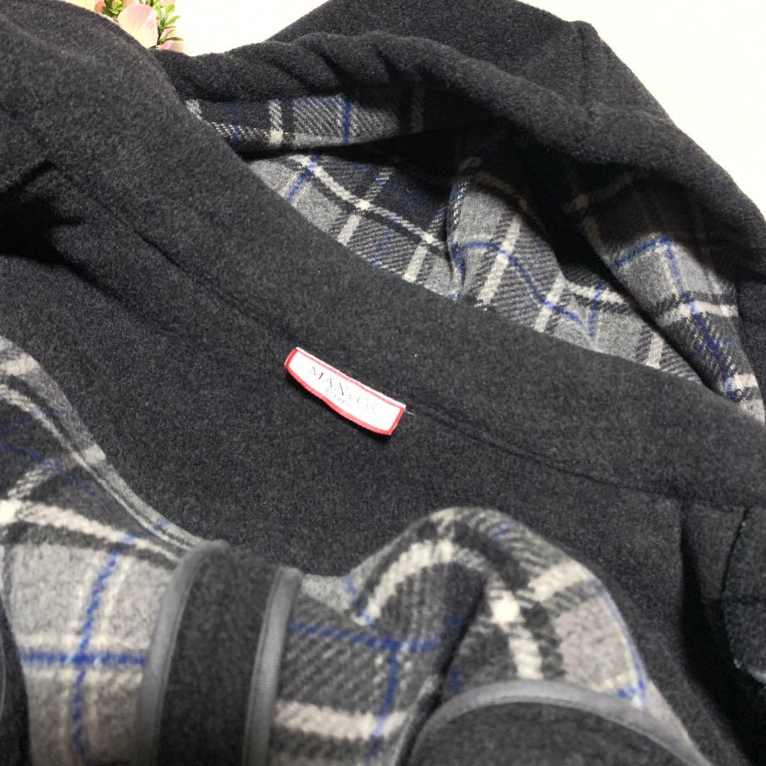 ★極美品　マックスマーラ　2wayダッフルコート　 艶レザー♡ふわウール　S Ｍ