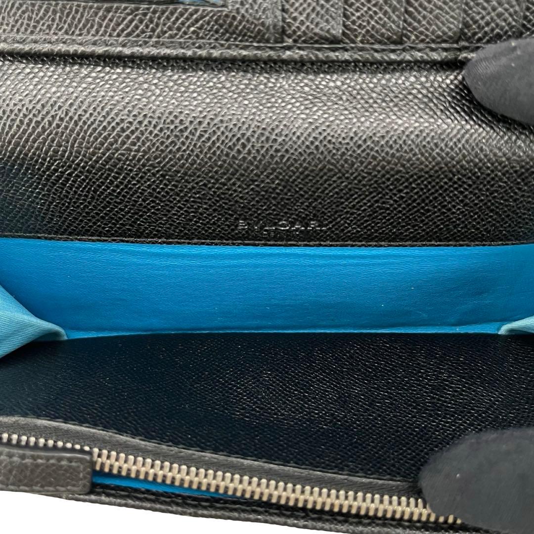 希少✨ブルガリ 長財布 ロゴクリップ グレインレザー ブラック バイカラー