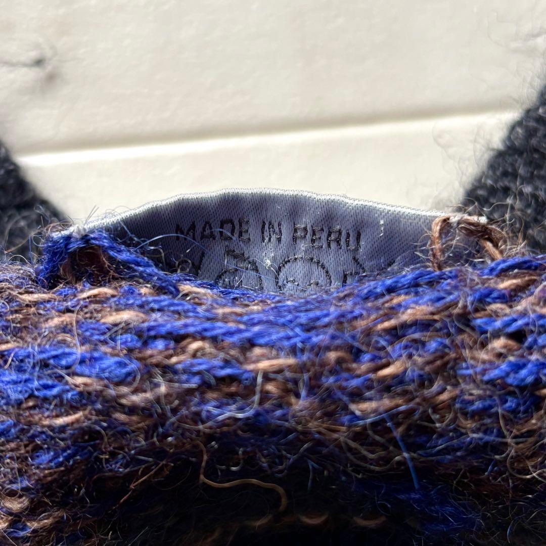 【ペルー製】 ラッファモリーナ 総柄ニットベスト アルパカ100% Lサイズ