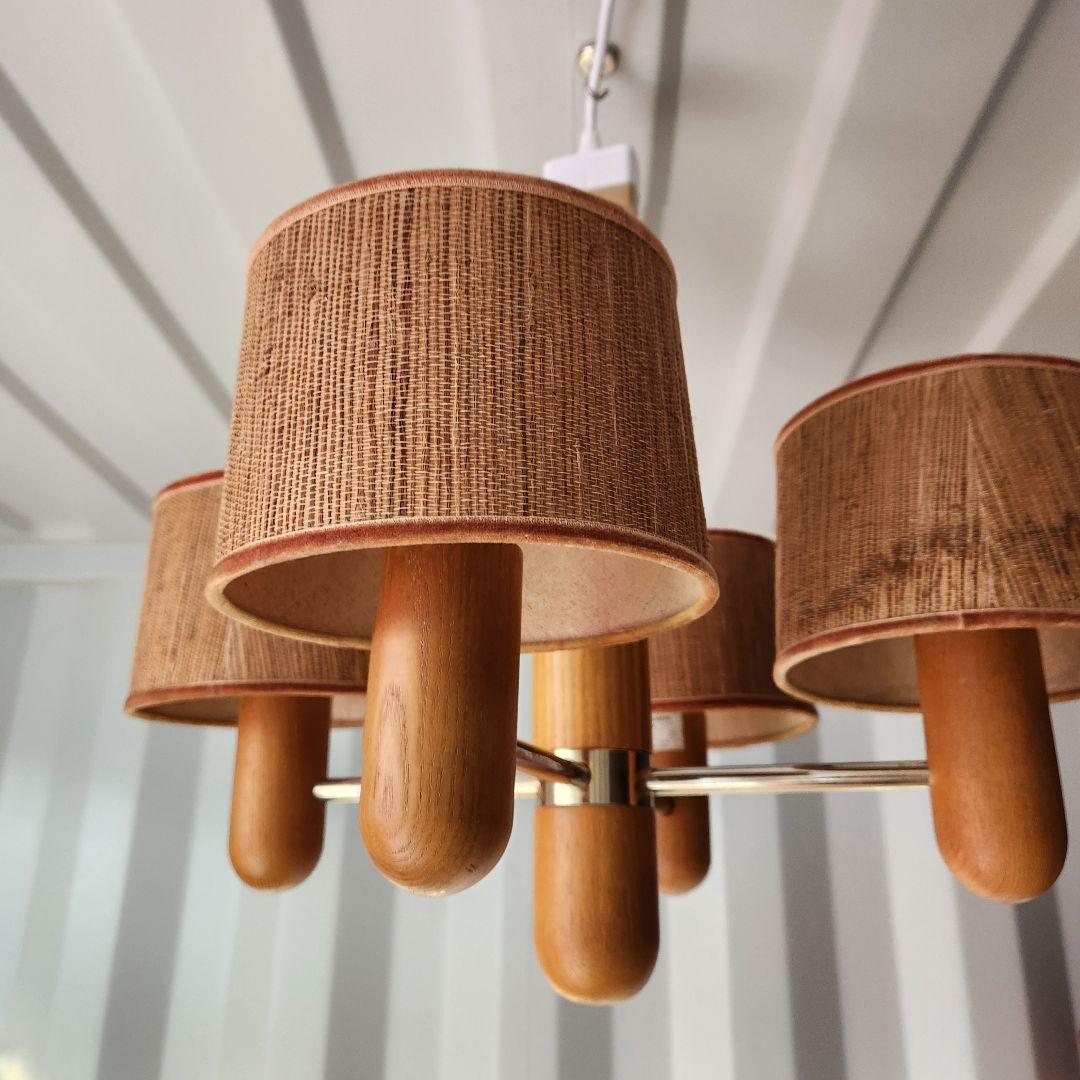 希少　ジャパンヴィンテージ　三菱電機　無垢材　4灯シャンデリア　 LK1744